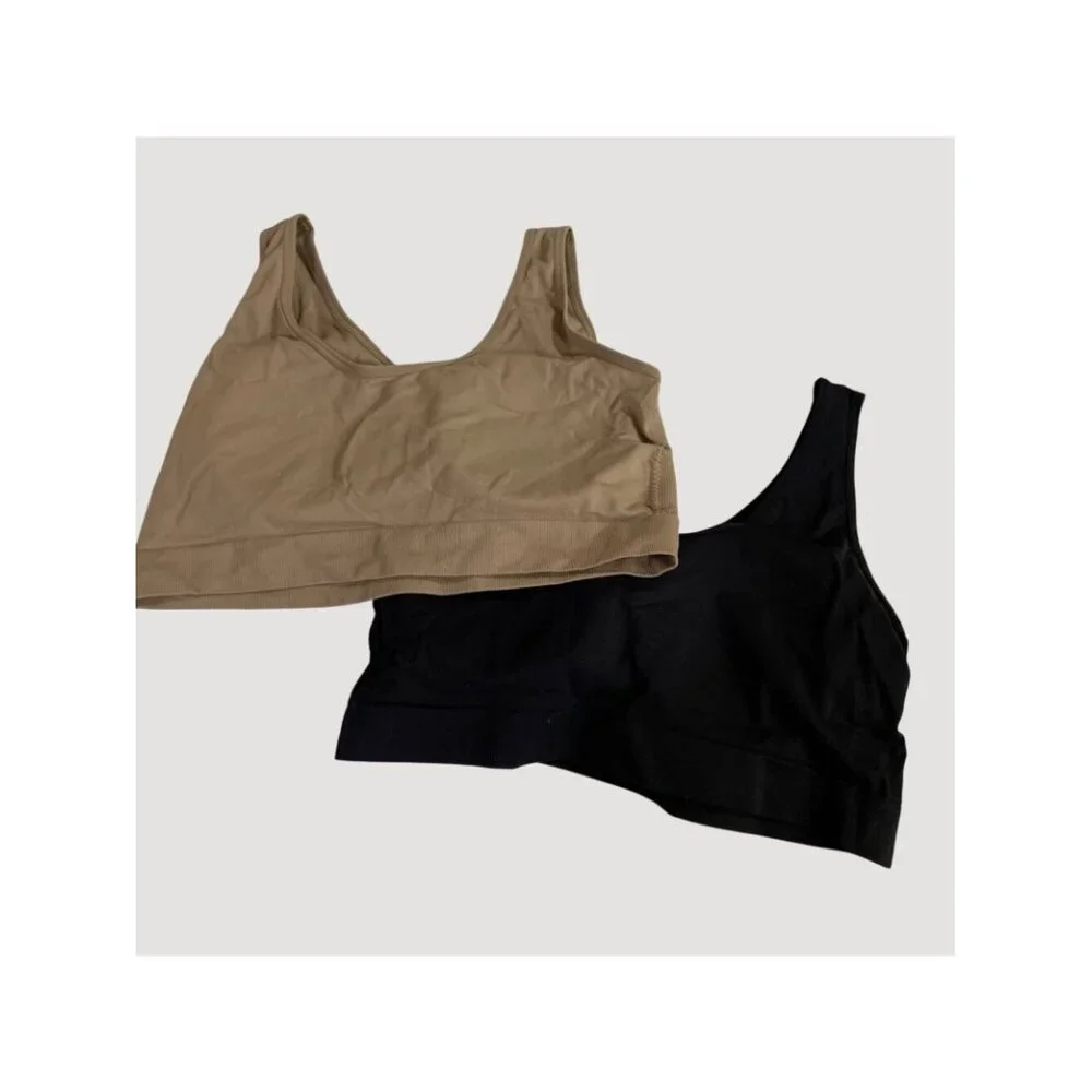 NWT Layer Zero 32 Degrees Women's S Black & Brown Seamless Padded Bra 2-Pack